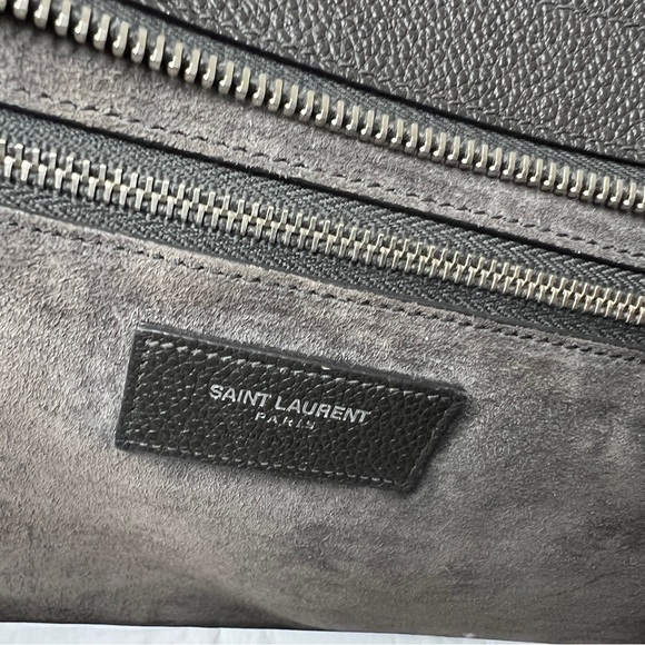 Saint Laurent Cabas Rive Gauche Charcoal Black Tote Crossbody Handbag - Picture 8 of 15